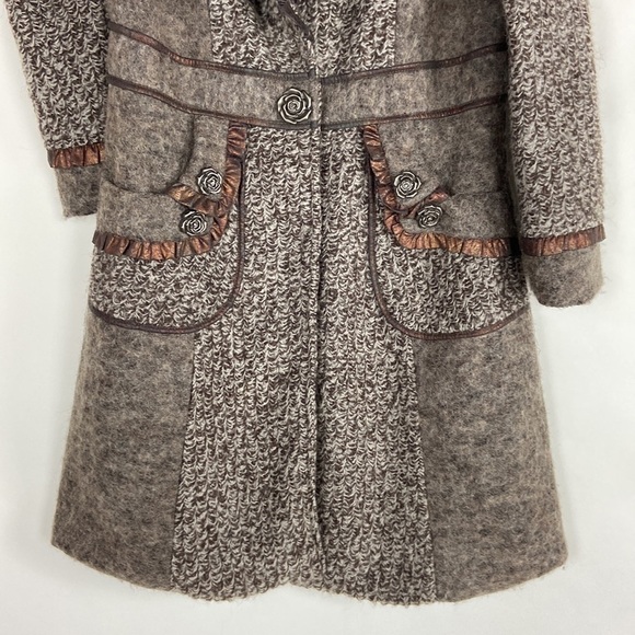 Christopher Banks copper brown wool blend snap closure pea coat trench coat - Picture 6 of 16